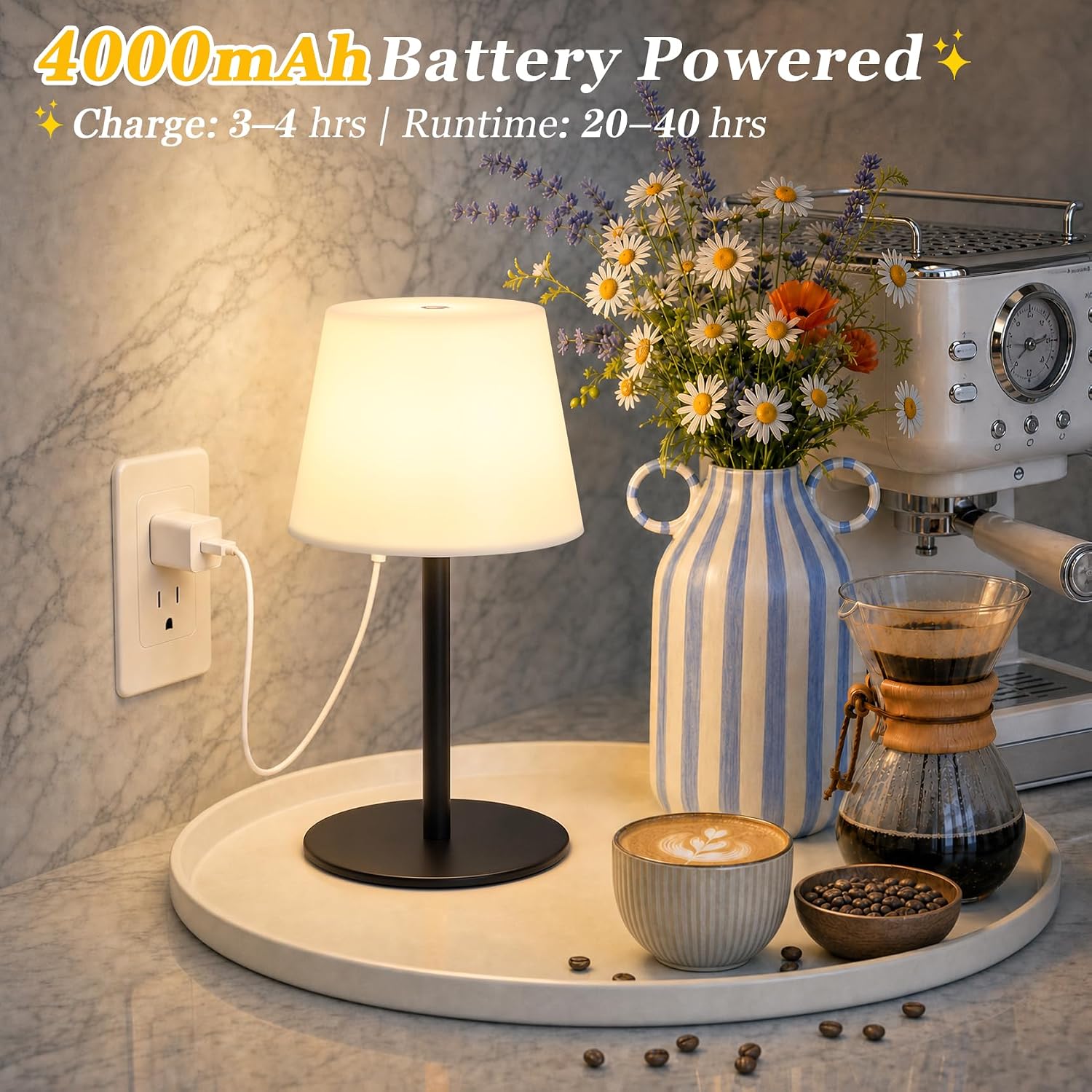 Solar Rechargeable Bedside Table Lamp | 8 Color RGB Night Light with Remote Control