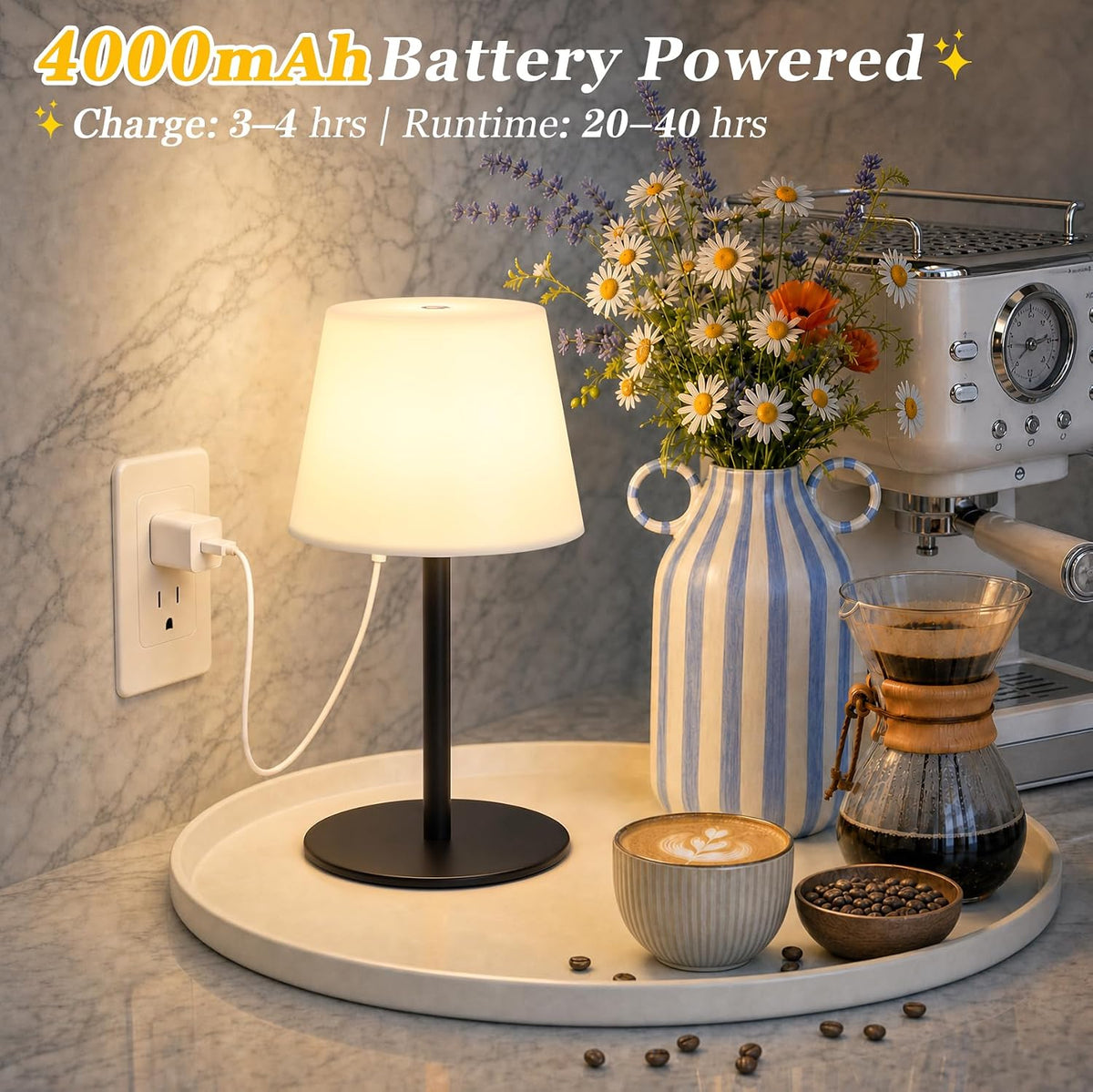 Solar Rechargeable Bedside Table Lamp | 8 Color RGB Night Light with Remote Control