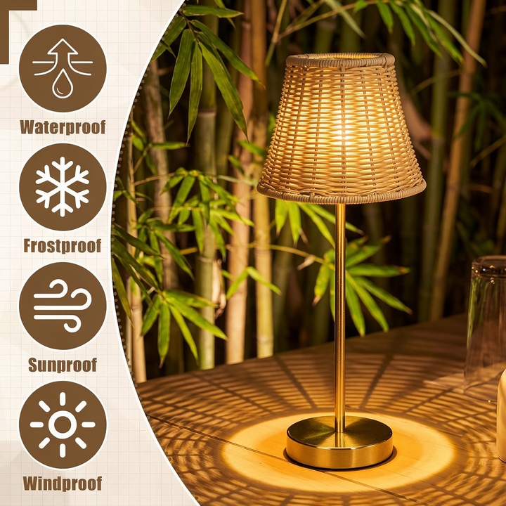 Outdoor Solar Table Lamp Rattan Wicker Lights