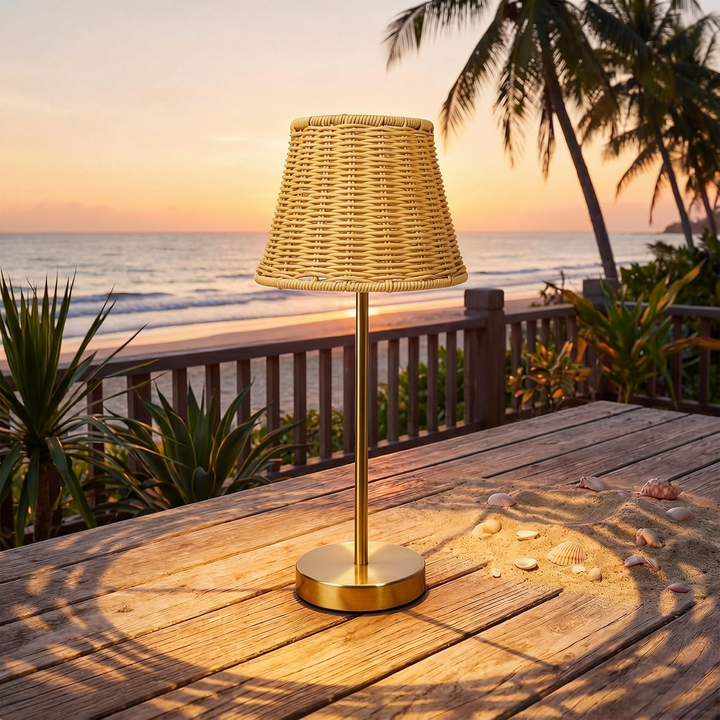 Outdoor Solar Table Lamp Rattan Wicker Lights