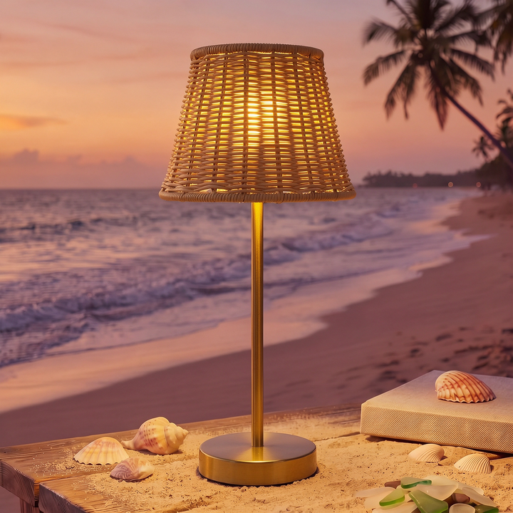 Outdoor Solar Table Lamp Rattan Wicker Lights