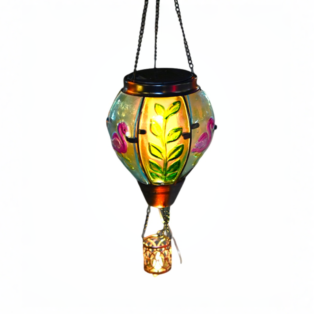 Solar Hot Air Balloon Lantern with Flame - Glass Solar Hanging Lights for Outdoor Yard Patio Farmhouse Decoration | Enchanting Glow Lantern (Birthday Gifts for Women, Mom, Grandma)