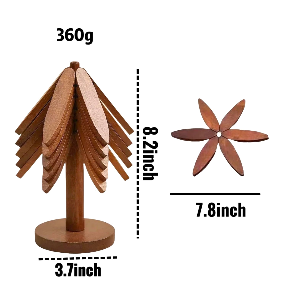 Bamboo Trivets for Hot Dishes - Trivet Tree Like a Christmas Tree, Coasters for Hot Pots, Pans & Teapots | Festive Tabletop Protectors