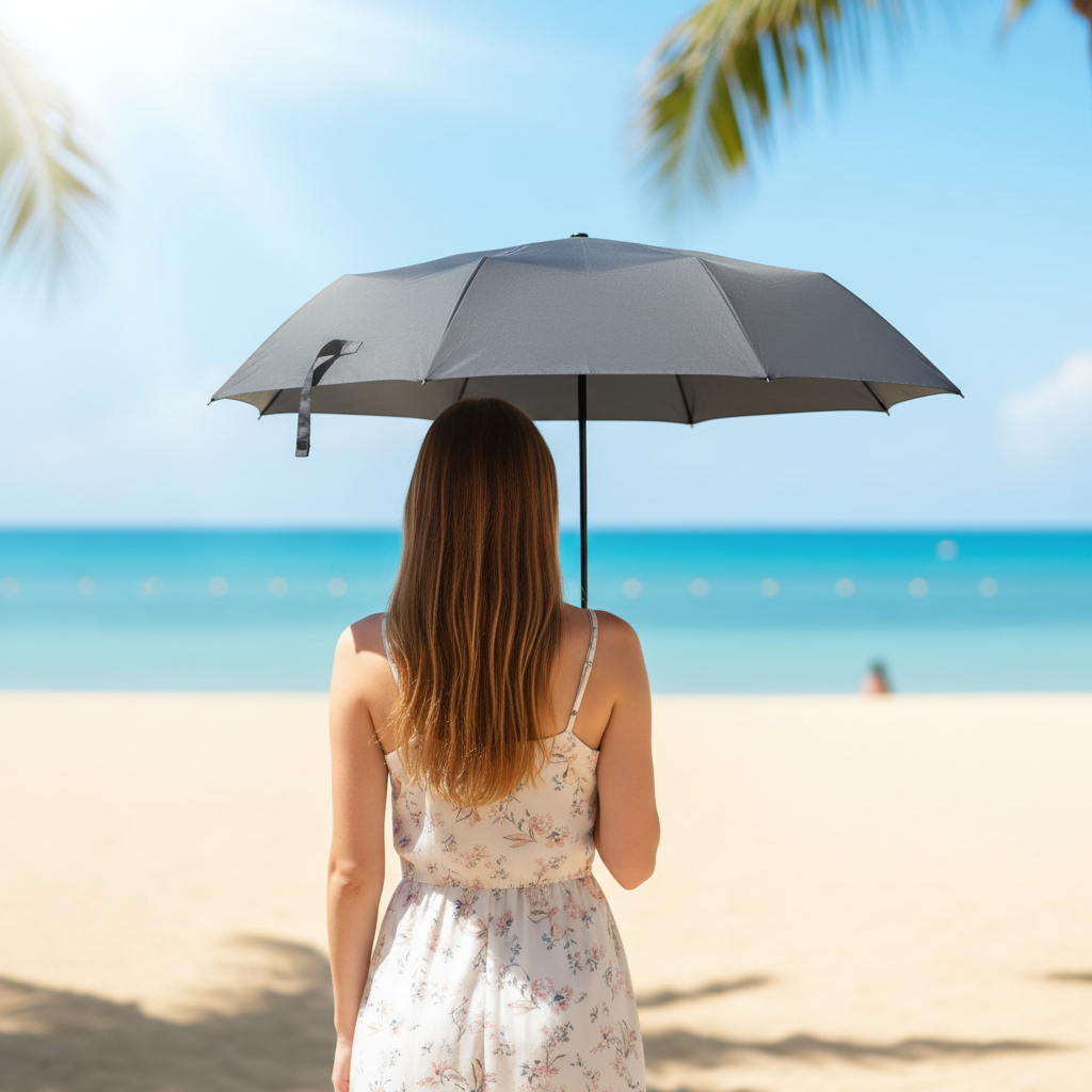 Green - RPET folding umbrella-eco-friendly, lightweight, and durable - The green shield umbrella