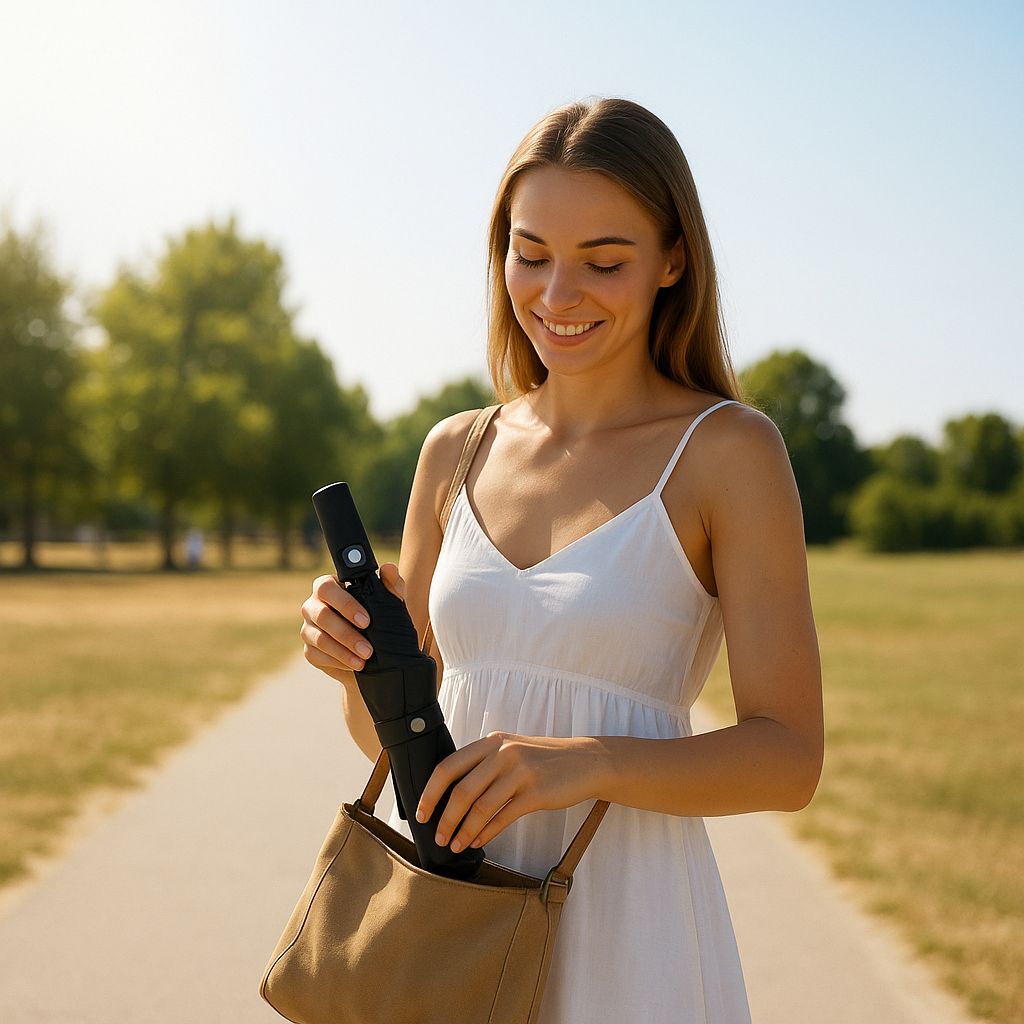 Green - RPET folding umbrella-eco-friendly, lightweight, and durable - The green shield umbrella