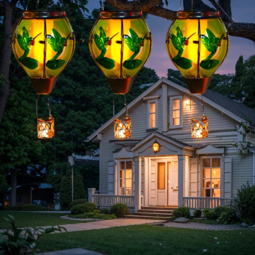 Solar Hot Air Balloon Lantern with Flame - Glass Solar Hanging Lights for Outdoor Yard Patio Farmhouse Decoration | Enchanting Glow Lantern (Birthday Gifts for Women, Mom, Grandma)
