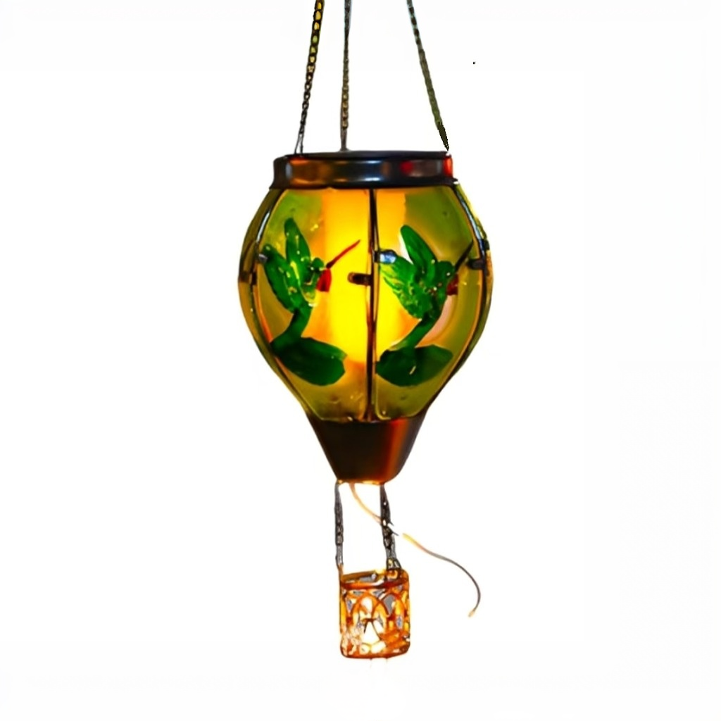 Solar Hot Air Balloon Lantern with Flame - Glass Solar Hanging Lights for Outdoor Yard Patio Farmhouse Decoration | Enchanting Glow Lantern (Birthday Gifts for Women, Mom, Grandma)