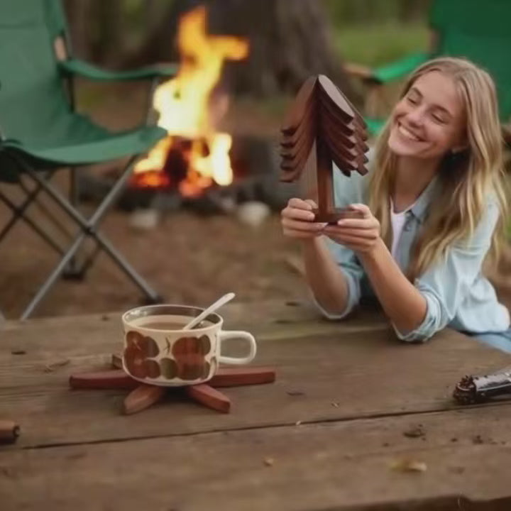 Bamboo Trivets for Hot Dishes - Trivet Tree Like a Christmas Tree, Coasters for Hot Pots, Pans & Teapots | Festive Tabletop Protectors