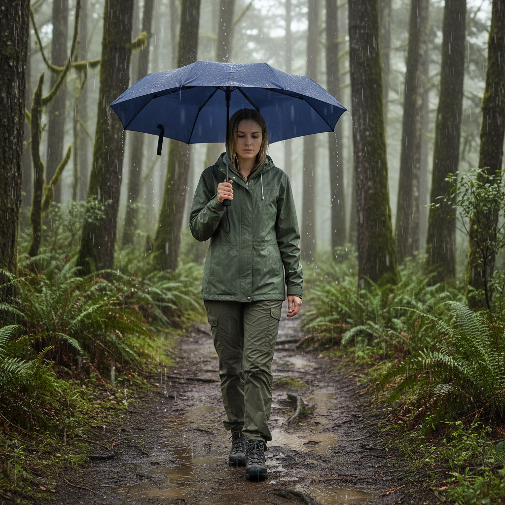 Green - RPET folding umbrella-eco-friendly, lightweight, and durable - The green shield umbrella