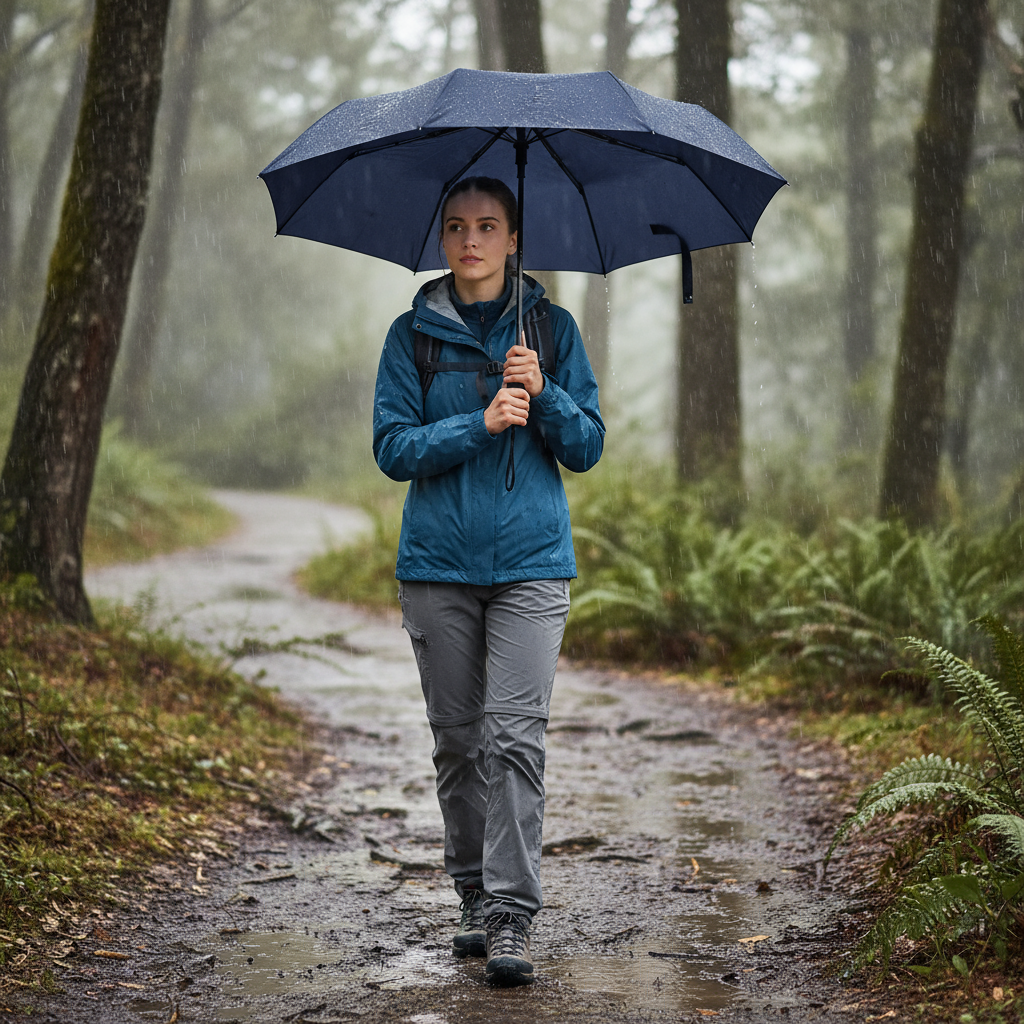 Green - RPET folding umbrella-eco-friendly, lightweight, and durable - The green shield umbrella